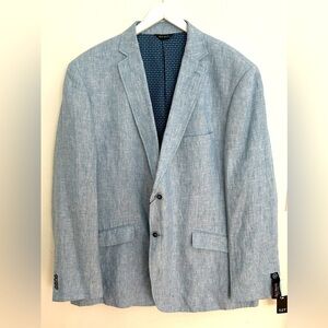Men's Marc Martin Light Blue Linen Blazer Size 52T Tall